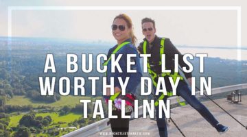 Standing on Top of the TV Tower in Tallinn, Estonia