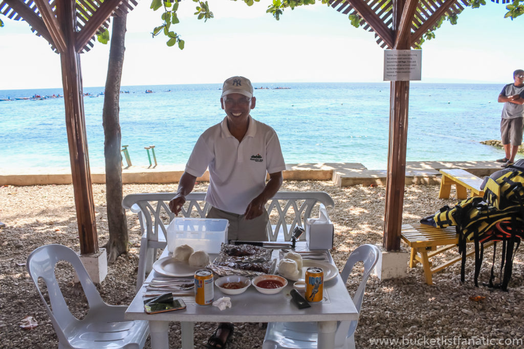 Lunch next to the Oslob whale sharks